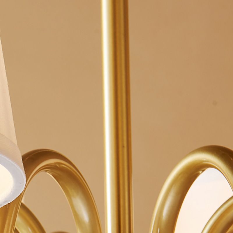 Multi-Head Chandelier Lighting Fixtures American Style Suspension Light with White Fabric Shade