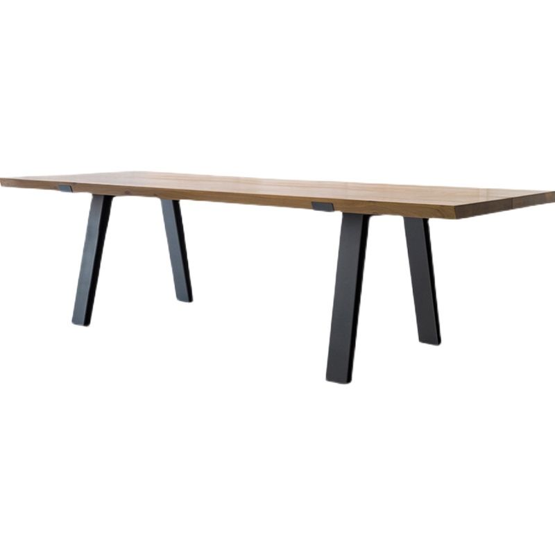 Rectangle Wood Color Dining Table Solid Wood Table Industrial with 4 Legs