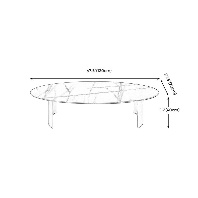 Modern Style Oval Coffee Table with Metal Steel/black/gold Base