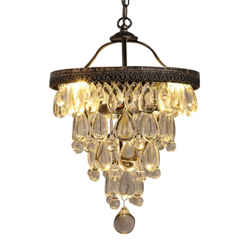 Lampada lampada lampada da lampada da salotto lacrima lampada in bronzo a 3 luci a 3 luci con design a strati