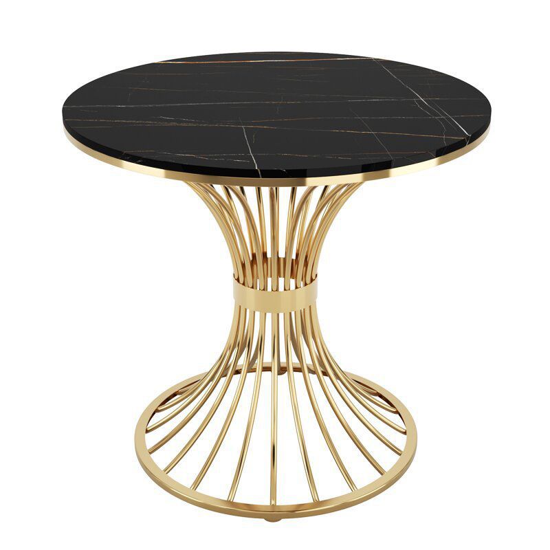 Polished Finish Stone Top Table Modern Style Round Dining Table