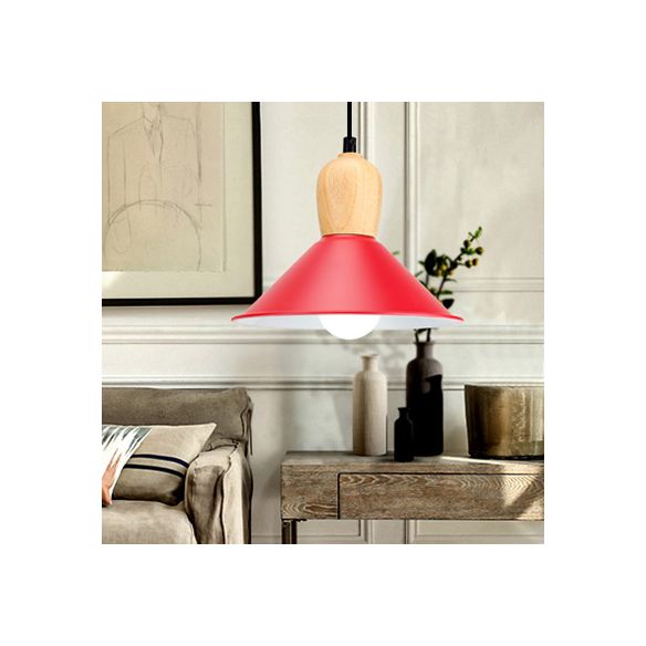 Kindergarten Pyramid Ceiling Pendant Light Aluminum 1 Light Bright-Colored Hanging Lamp