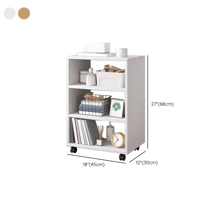 Modern Style Bookshelf Wooden Open Back Bookcase with Caster Wheels for Home