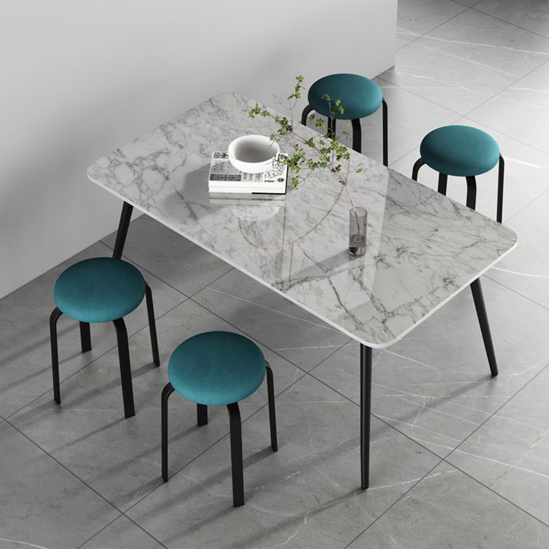 Footstool Ottoman Upholstered Metal Frame Fabric Modern Solid Round Ottoman