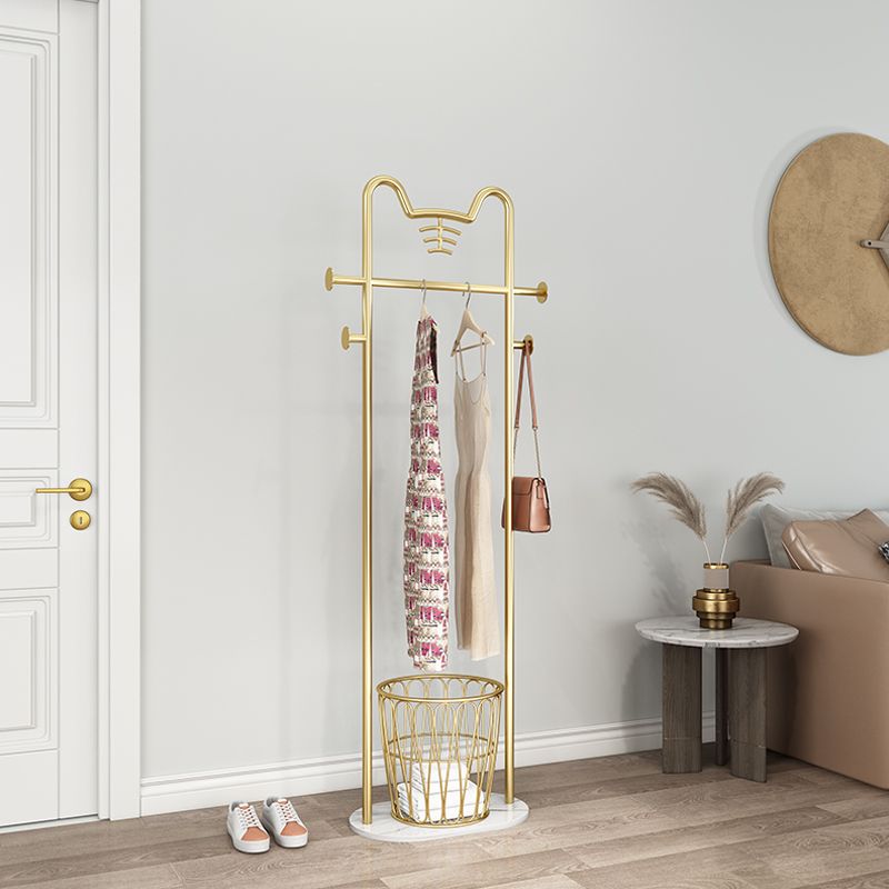 Hall Tree with Hooks and Basket Magnificent Metal Hall Stand in Gold