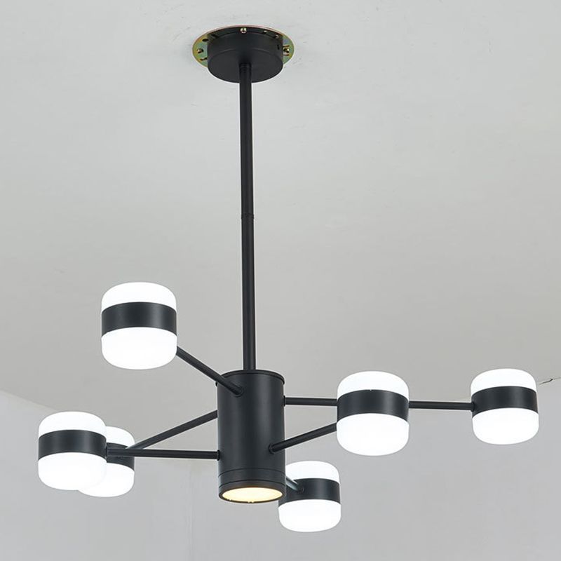 Minimalist LED Chandelier Pendant Light Black Shaded Hanging Light Fixture with Acrylic Shade
