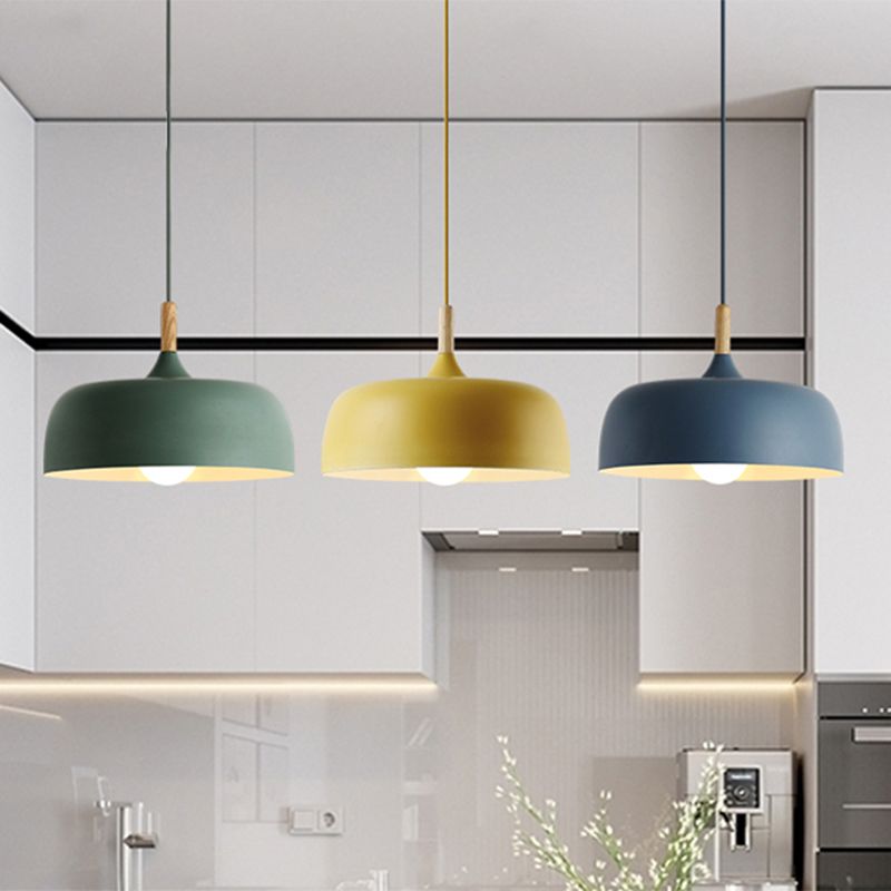 Macaron Color Modern LED Ceiling Light LED Hanging Pendant Light with Wood Lamp Socket