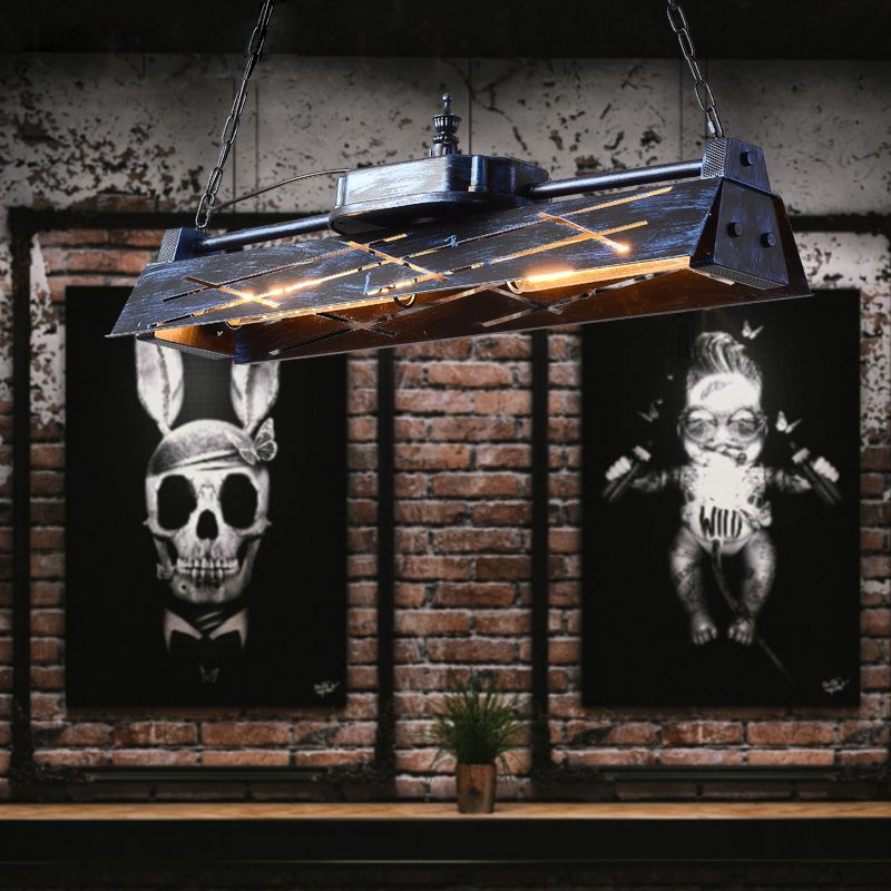 Metal Hollow-out Suspension Lamp Industrial 4-Light Dining Room Island Light Fixture
