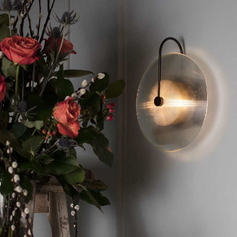 1-licht ronde wand SCONCE Moderne eenvoudige stijl glazen wandverlichting in zwart en goud