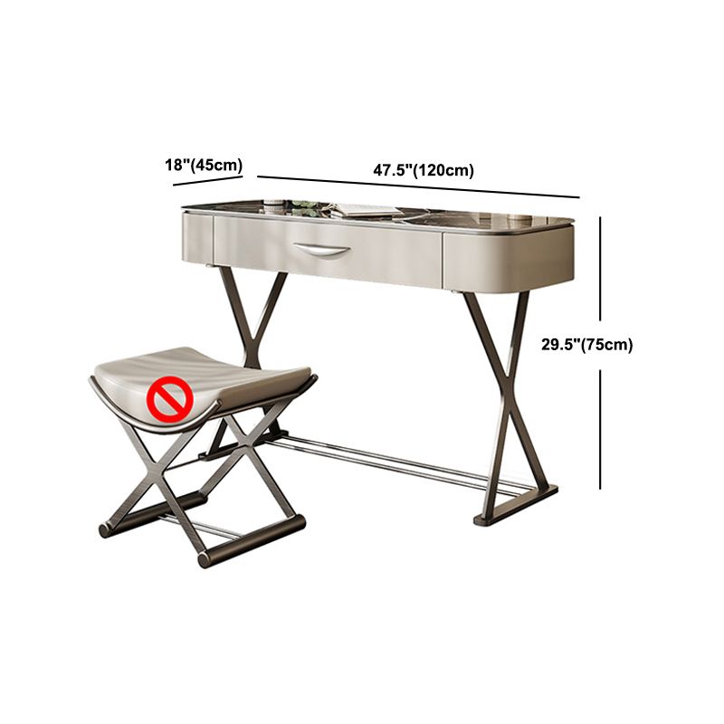 Slate Top Vanity Makeup Table Set Contemporary 1 Drawer Dressing Table