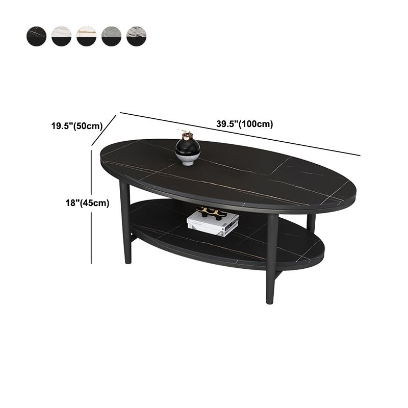 Glam Slate Coffee Cocktail Table Oval Coffee Cocktail Table for Living Room