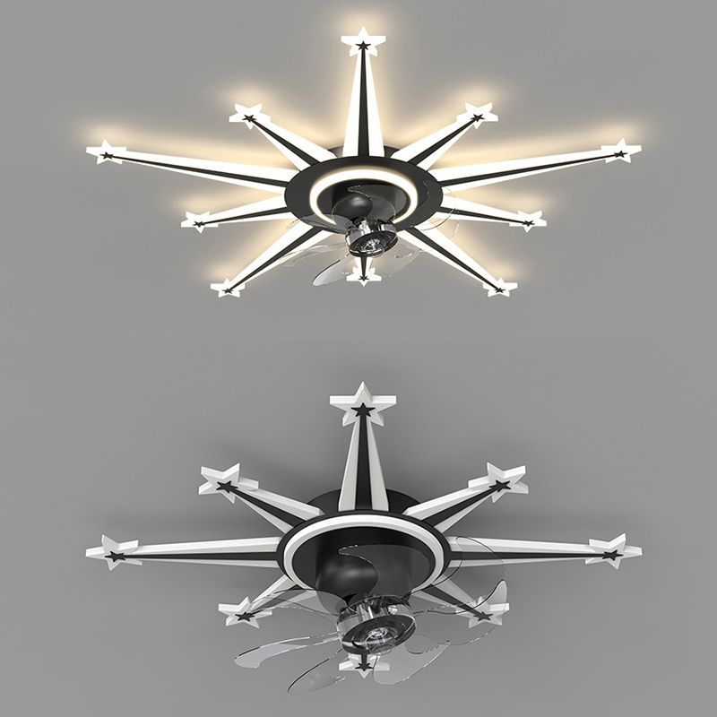 7-Blade LED Fan with Light Contemporary Golden/Black Ceiling Fan for Home