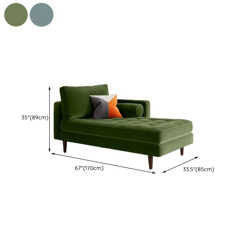 Contemporary Upholstered Chaise Lounge Square Arms Chaise in Green/Blue