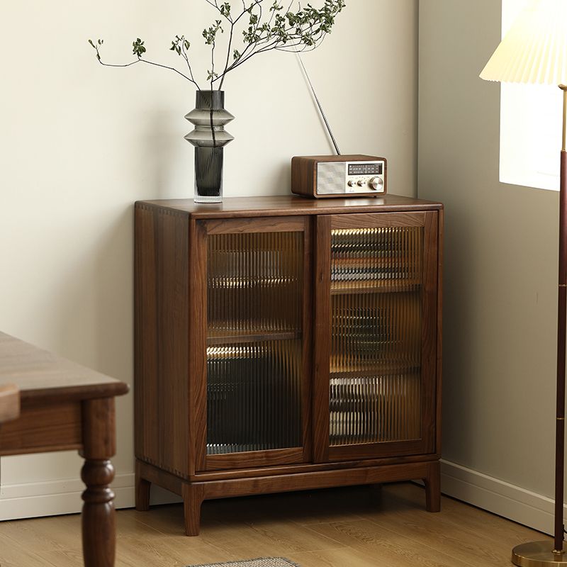 Mid-Century Modern Rectangle Accent Cabinet Solid Wood Brown Accent Cabinet