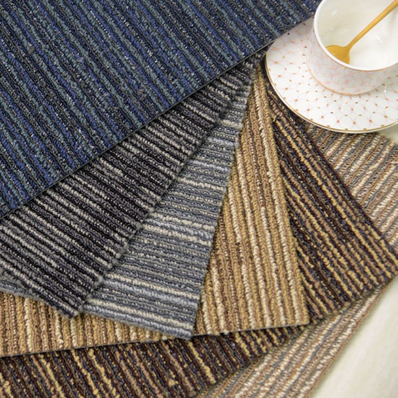 Carpet Tile Non-Skid Fade Resistant Striped Loose Lay Carpet Tiles Living Room