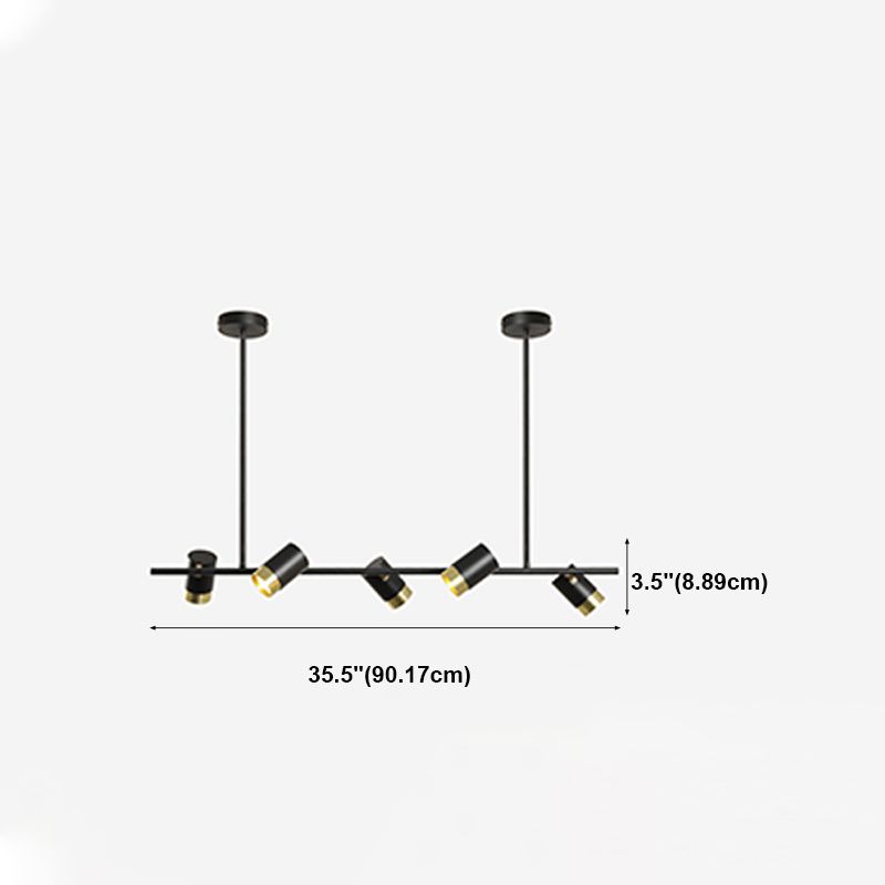 Contemporary Style Cylinder Island Lighting Ideas Metal Island Light Fixtures in Black