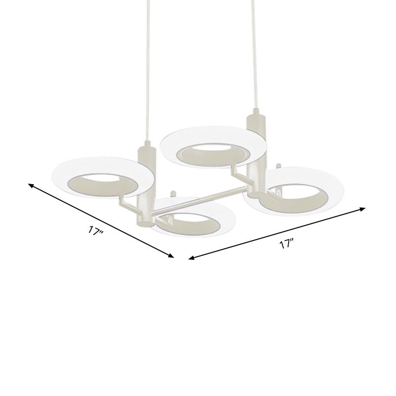 Zwart/wit/bruine donuthangende lampkit Modern 3/4-head acryl kroonluchter hanger in warm/wit licht