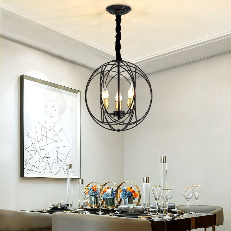 Wrought Iron Hanging Pendant Lights Vintage Global Hanging Lamps for Living Room