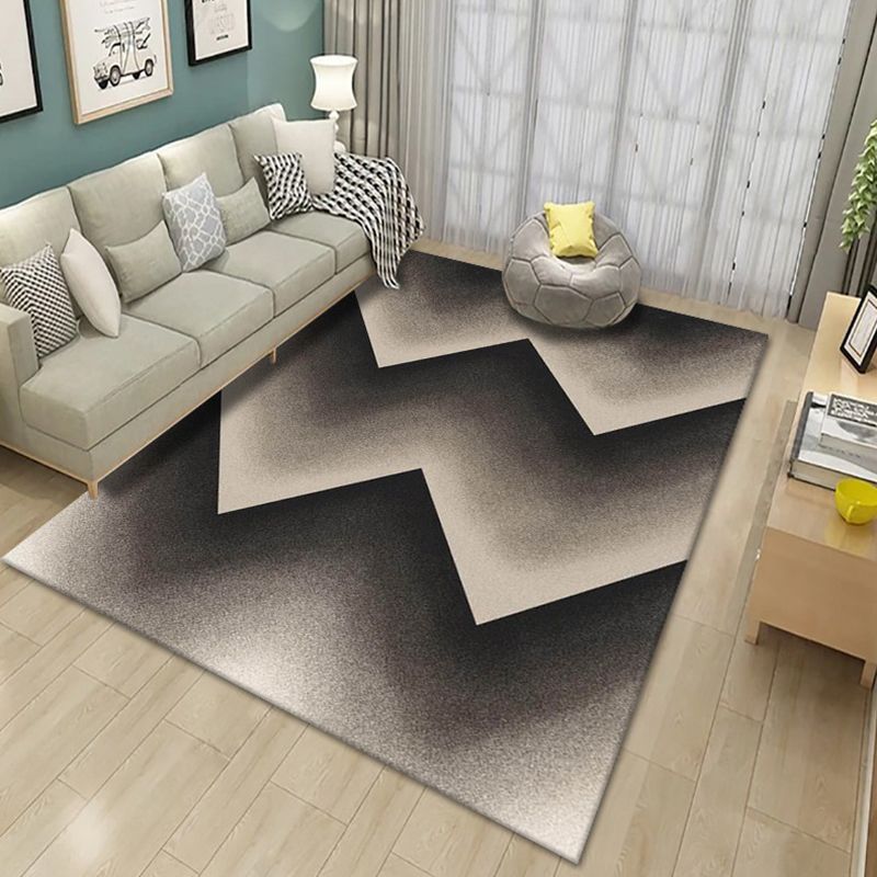 Contemporary Living Room Rug Multicolor Geo Printed Area Rug Polyster Pet Friendly Easy Care Carpet