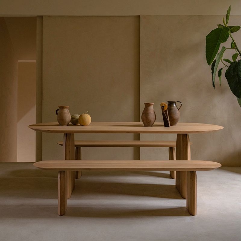 Oval Modern Dining Table Pine Solid Wood Natural Dining Room Collection