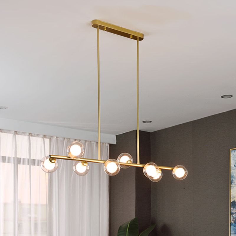 Modern Kitchen Island Lighting Round Hanging Island Lights with Clear Glass Shade