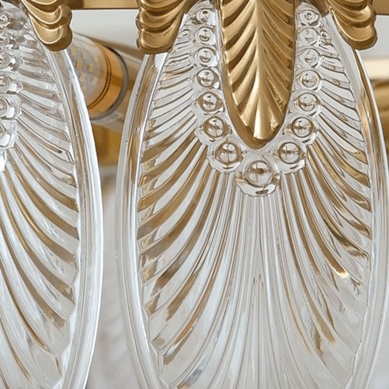 Modern Ceiling Lamp Golden Flush Mount Light Fixture with Glass Shade for Bedroom