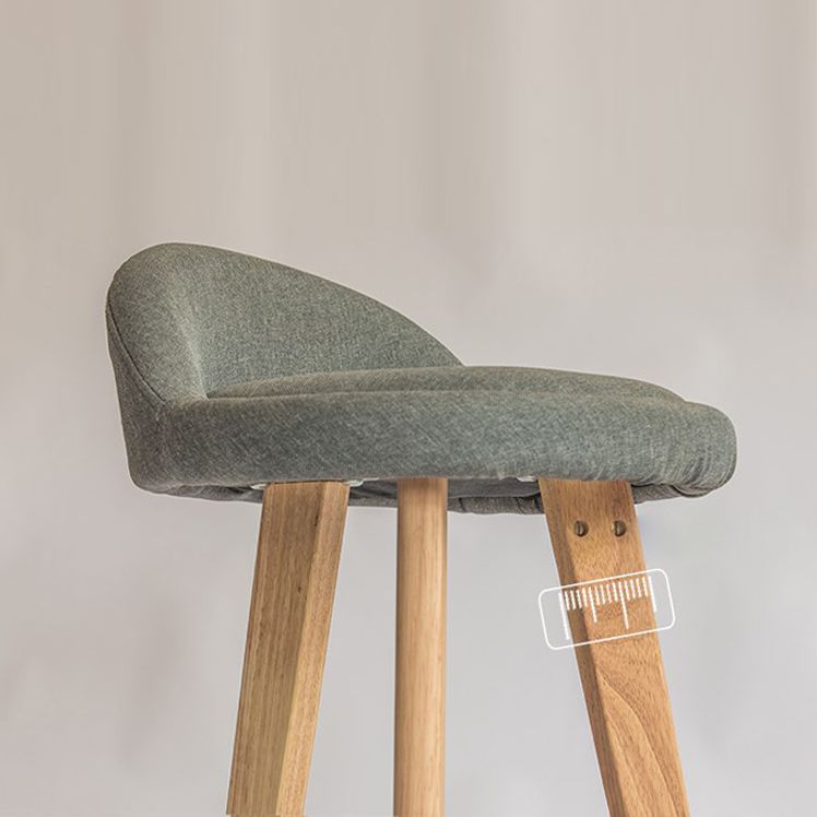 Modern Armless Backrest Counter Stool Rubber Wood kitchen Bar Stool with Cushion and Pedal
