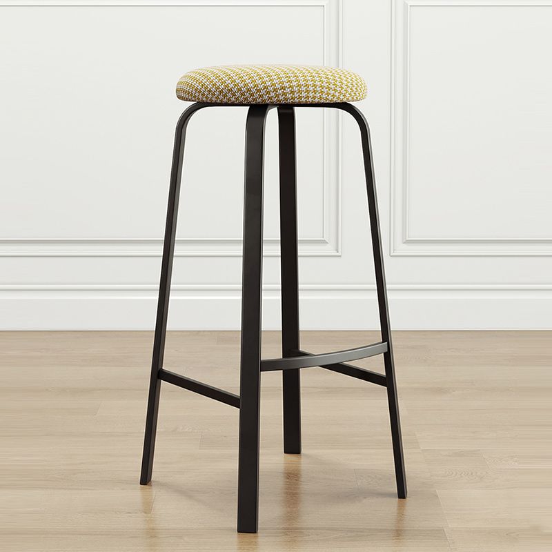 Modern Armless Stackable Counter Stool Iron Cafe Bar Stool with Cushion and Pedal