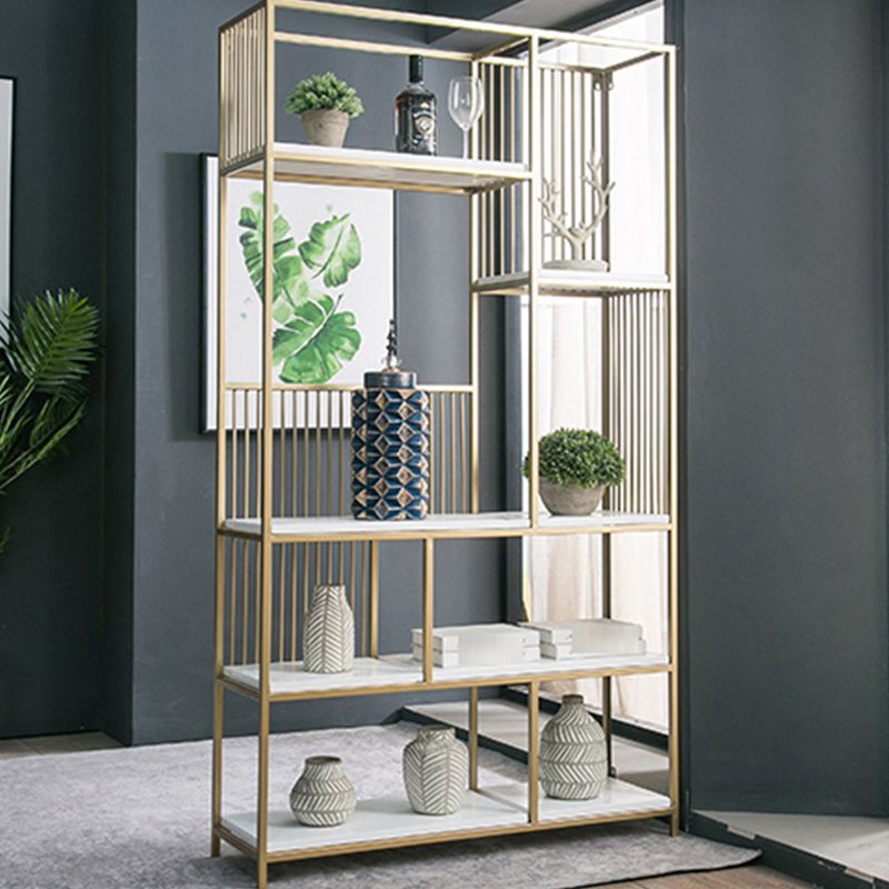 Glam Vertical Open Book Shelf Metal Etagere Shelf Bookcase for Office