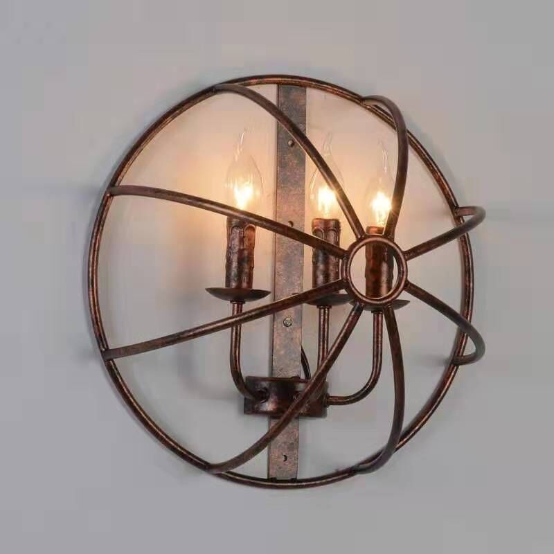 2-Lights Candlestick Shaped Industrial Style Wall Sconce Black Wrought Iron Open Bulb Wall Mount Light in Black