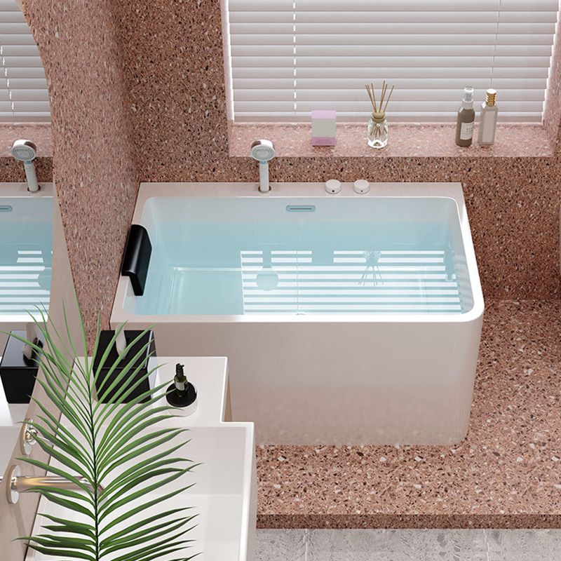 Bathroom Rectangular Bathtub White Acrylic Back to Wall Soaking Tub