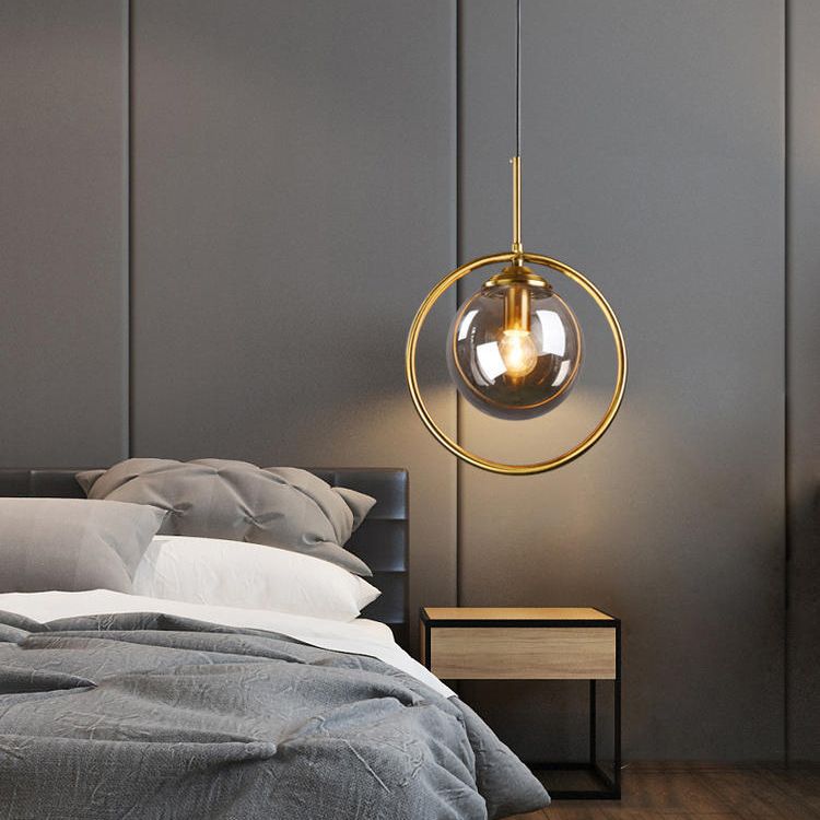 Globe Bedroom Hanging Pendant Light Glass Simplicity Style Pendant Light Fixture