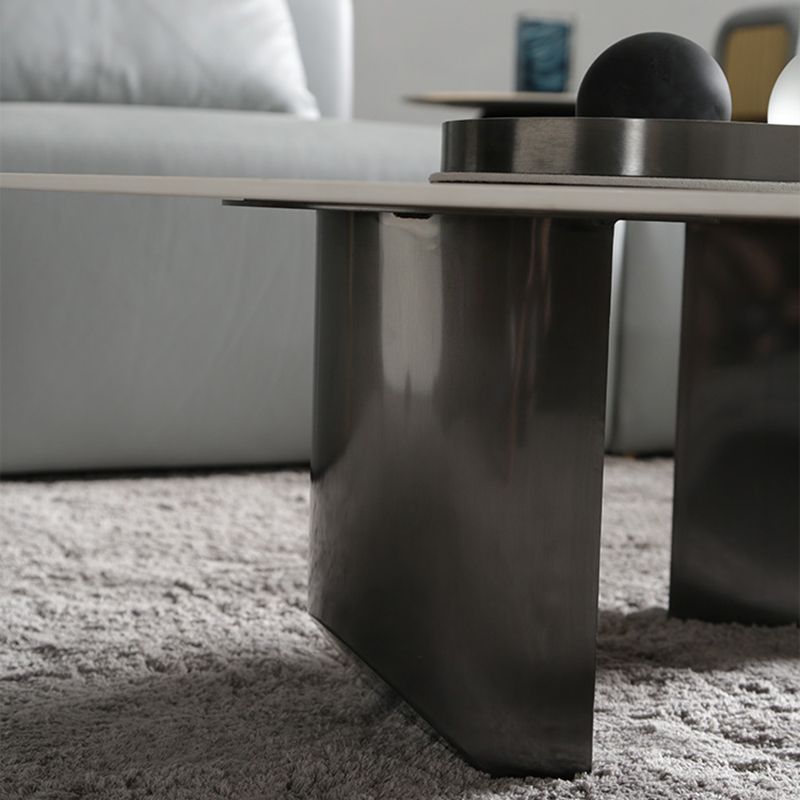 3 Legs Round Slate Coffee Table 13.8" H Modern Cocktail Table