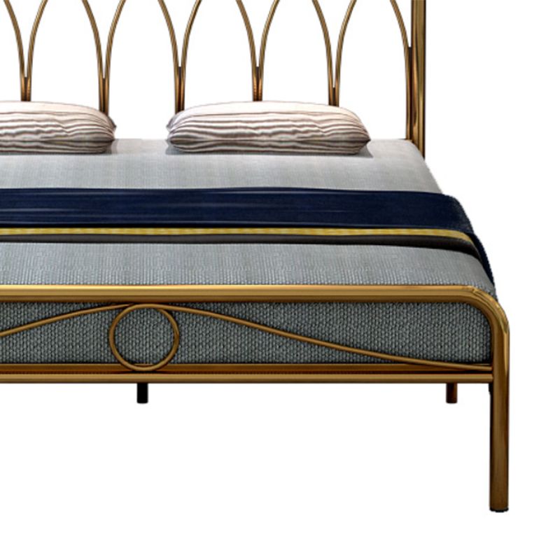 Glam Open-Frame Bed with Iron Frame Headboard and Metal Legs