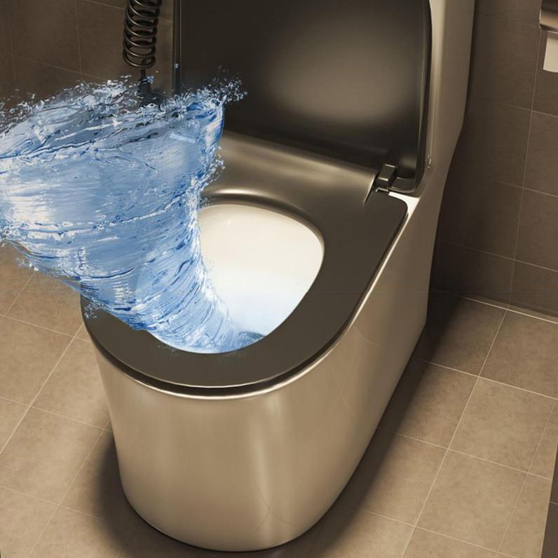 1-Piece Elongated Flush Toilet Ceramic Toilet Bowl with Wash Basin