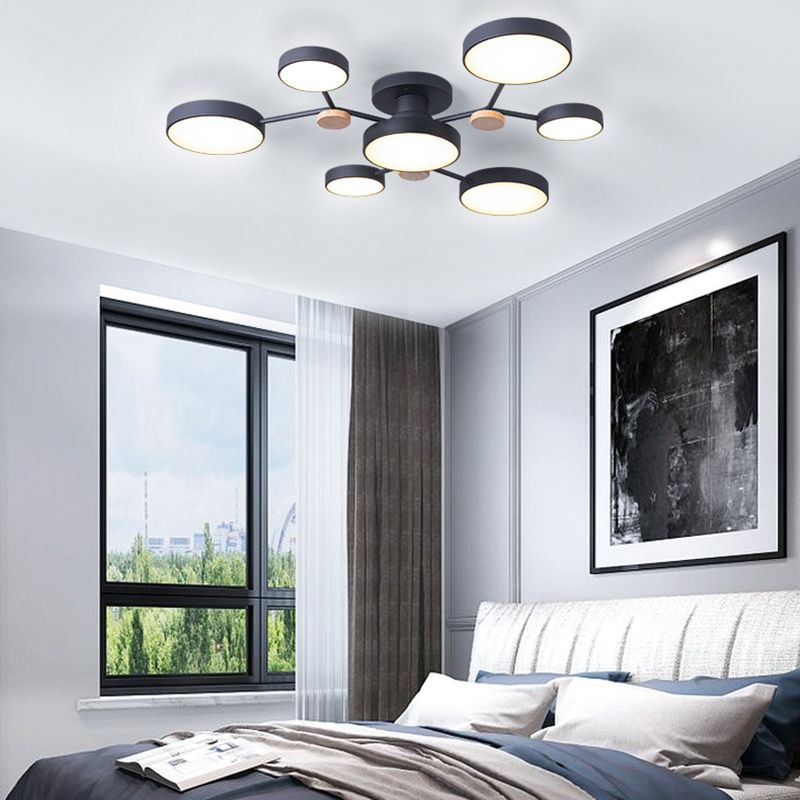 Multiple-Light Drum Flush Light Modern Metal Flush Mount Ceiling Light