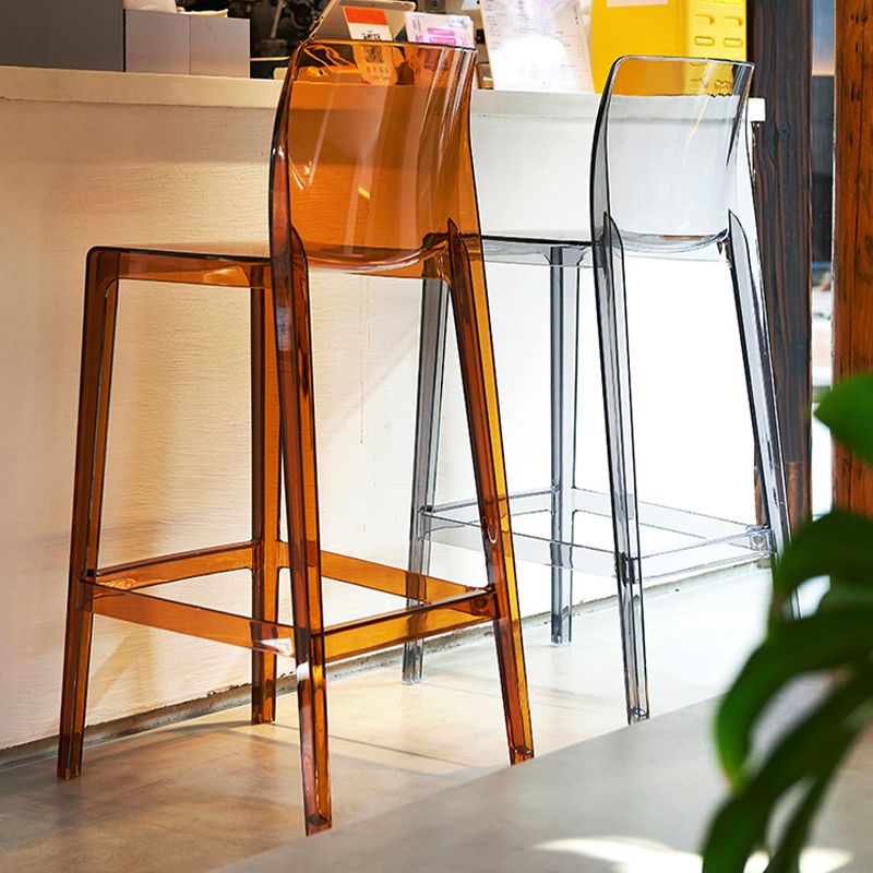 Contemporary Plastic Low Back Indoor Bar Stool with Footrest