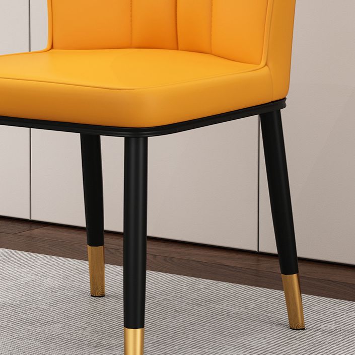 Moderner Küchen-Esszimmerstuhl aus Leder, 91,4 cm hoch, Parsons-Stuhl mit Metallbeinen