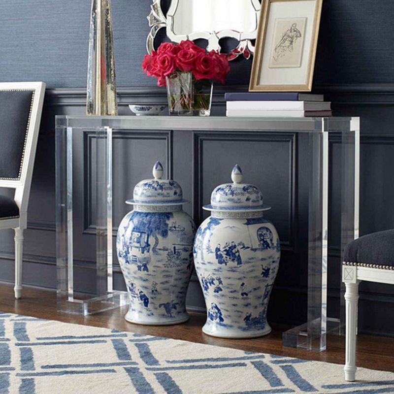Acrylic Rectangle Accent Table Modern 1-shelf Console Table for Hall