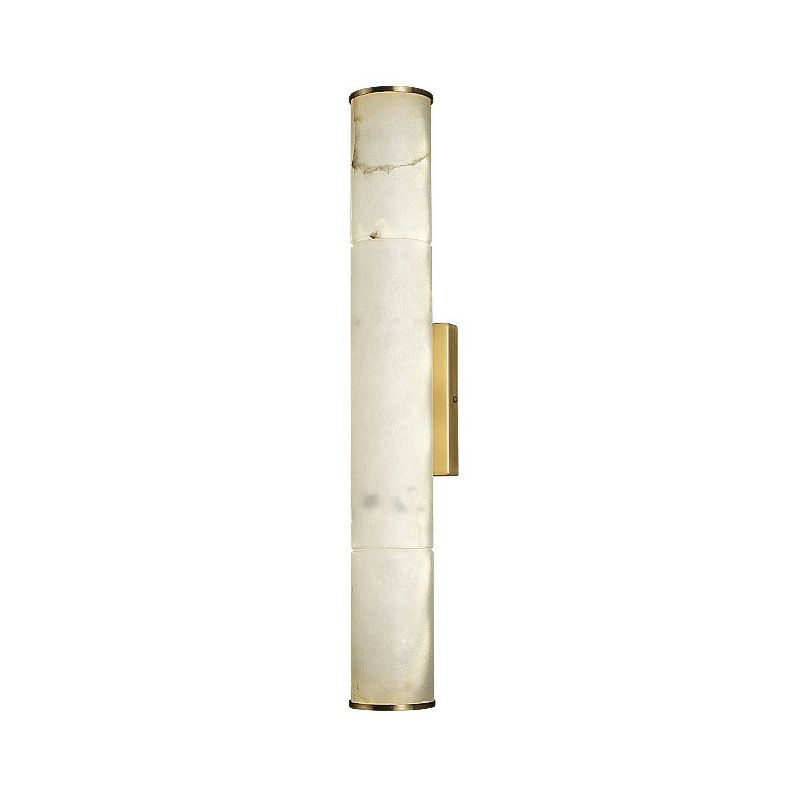 Marble Tube LED Sconce Light Fixture Simplicity White and Brass Wall Lamp for Living Room