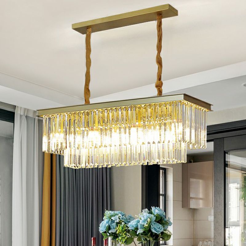 Rectangular Island Light Minimalist Prismatic Crystal Restaurant Hanging Pendant Light