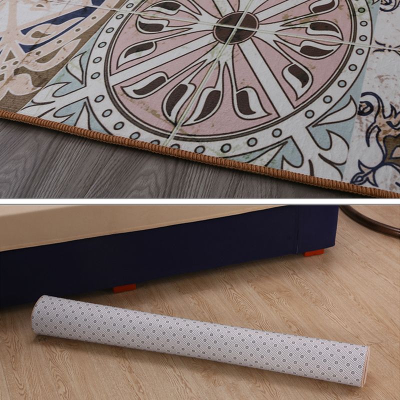 Multicolor Classic Area Carpet Polyester Moroccan Tile Indoor Rug Anti-Slip Backing Carpet for Living Room