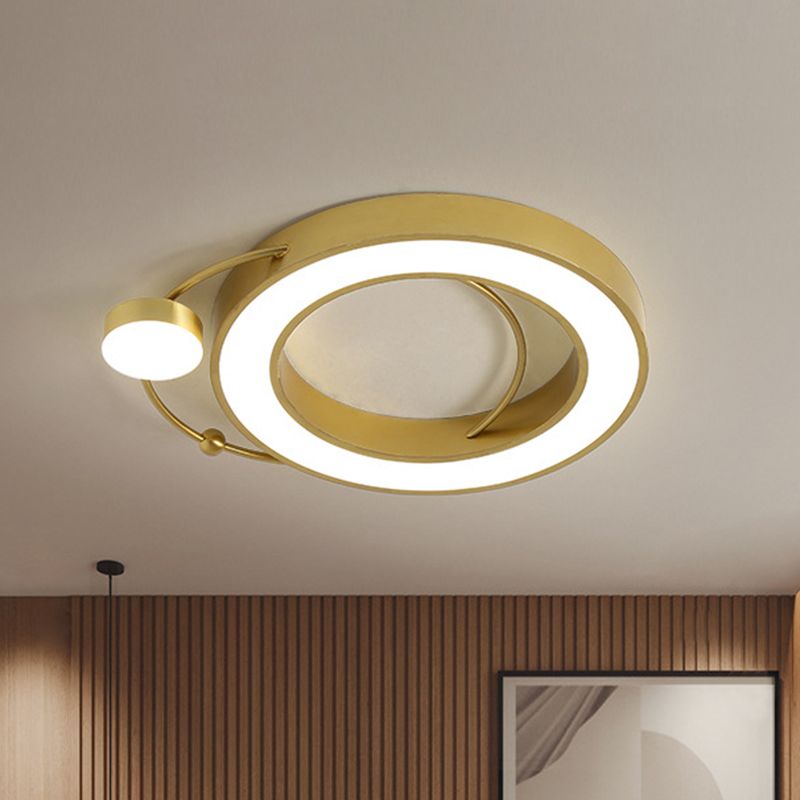 Holle Metalen Flush Plafond Licht Modernist LED Goud Plafond Flush Mount in wit/Geel licht