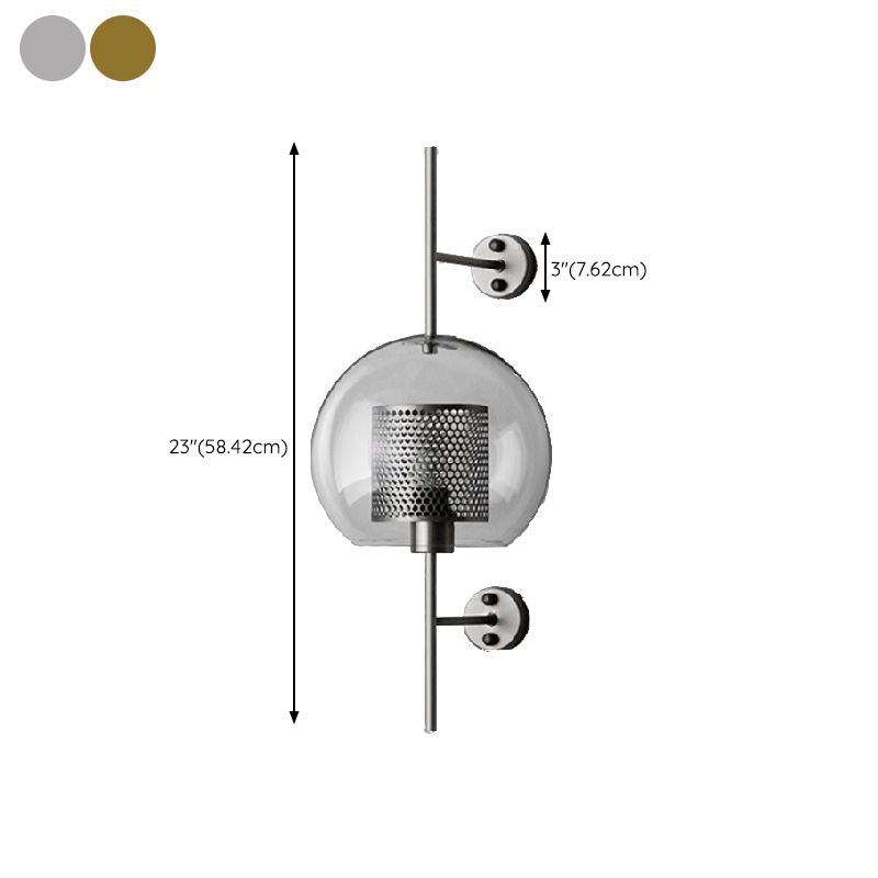 Iron Wall Armed Sconce Minimalist Clear Glass Shade Wall Lighting Fixture