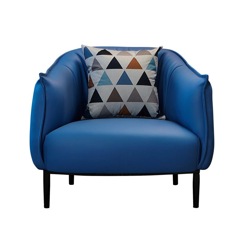 32.28"L x 31.89"W x 29.92"H Faux Leather Barrel Chair,Modern Sloped Arms Chair