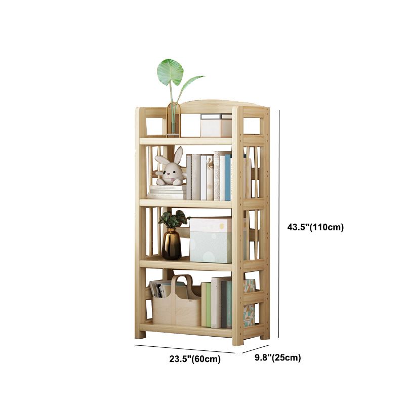 Natural Contemporary Style Standard Bookshelf 9.8-inch W Solid Wood Bookcase