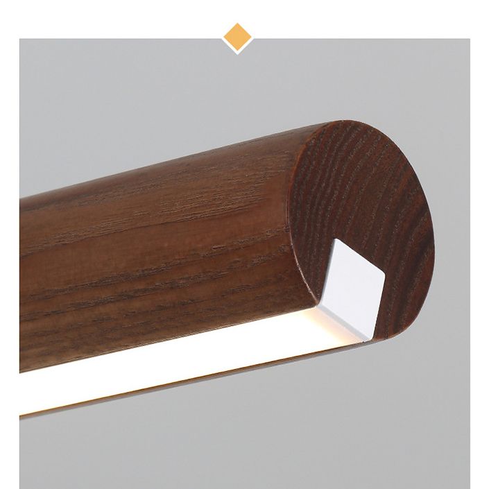 Ash Wood Tubular Hanging Lamp Nordic Style Dining Room LED Island Lighting Ideas
