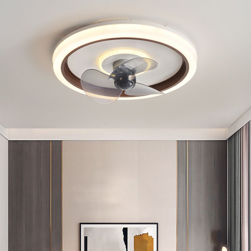 2-Lights Modern Round Fan Light Metal Colorful LED Flush Mount Light for Bedroom