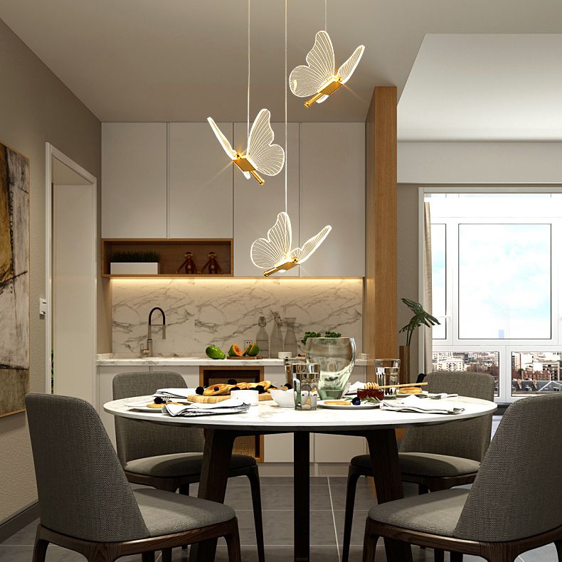 Luxurious Butterfly Style Hanging Ceiling Light, Acrylic Integrated LED Multi Light Pendant Lighting