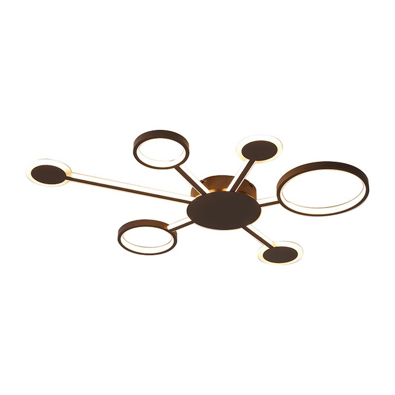 Acrílico Sputnik montaje empotrado modernista 4/5/6 luces café LED montaje empotrado lámpara en luz blanca/cálida